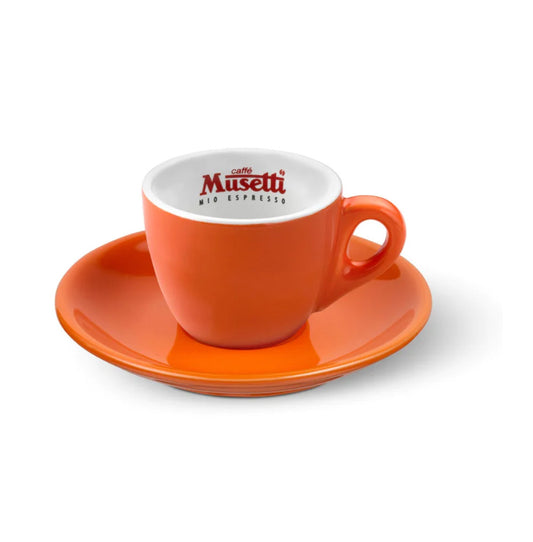 MUSETTTI RAINBOW COLLECTION 80ML COFFEE CUP & SAUCER ORANGE