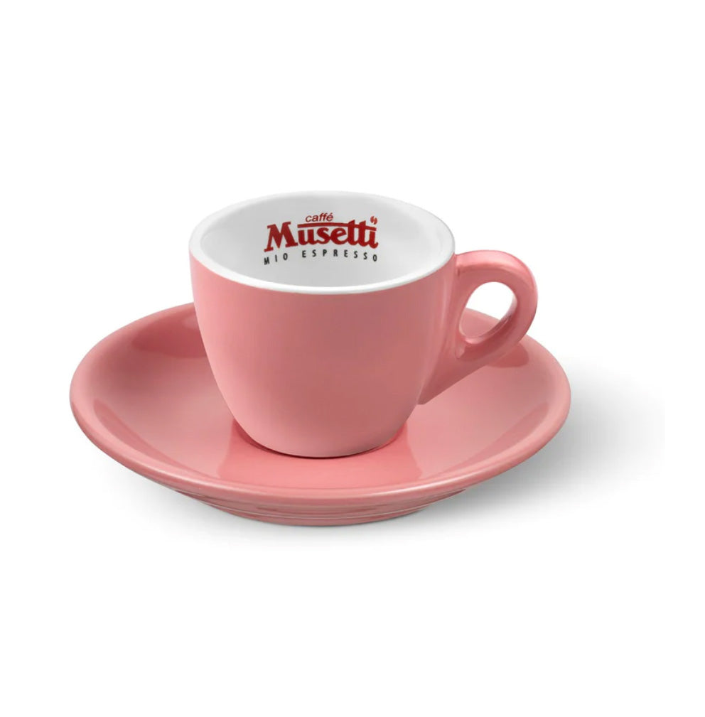 MUSETTTI RAINBOW COLLECTION 80ML COFFEE CUP & SAUCER PINK