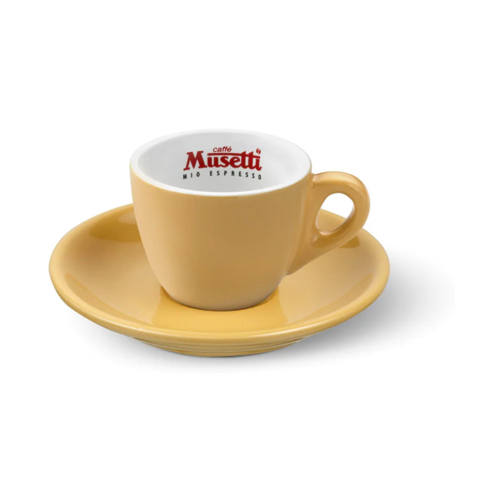 MUSETTTI RAINBOW COLLECTION 80ML COFFEE CUP & SAUCER YELLOW