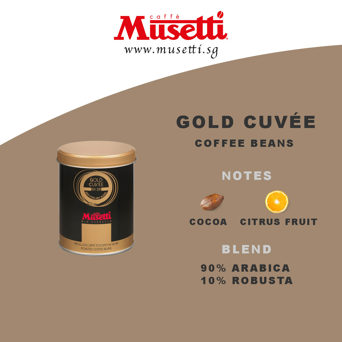 MUSETTI COFFEE BEANS GOLD CUVÉE 250 G