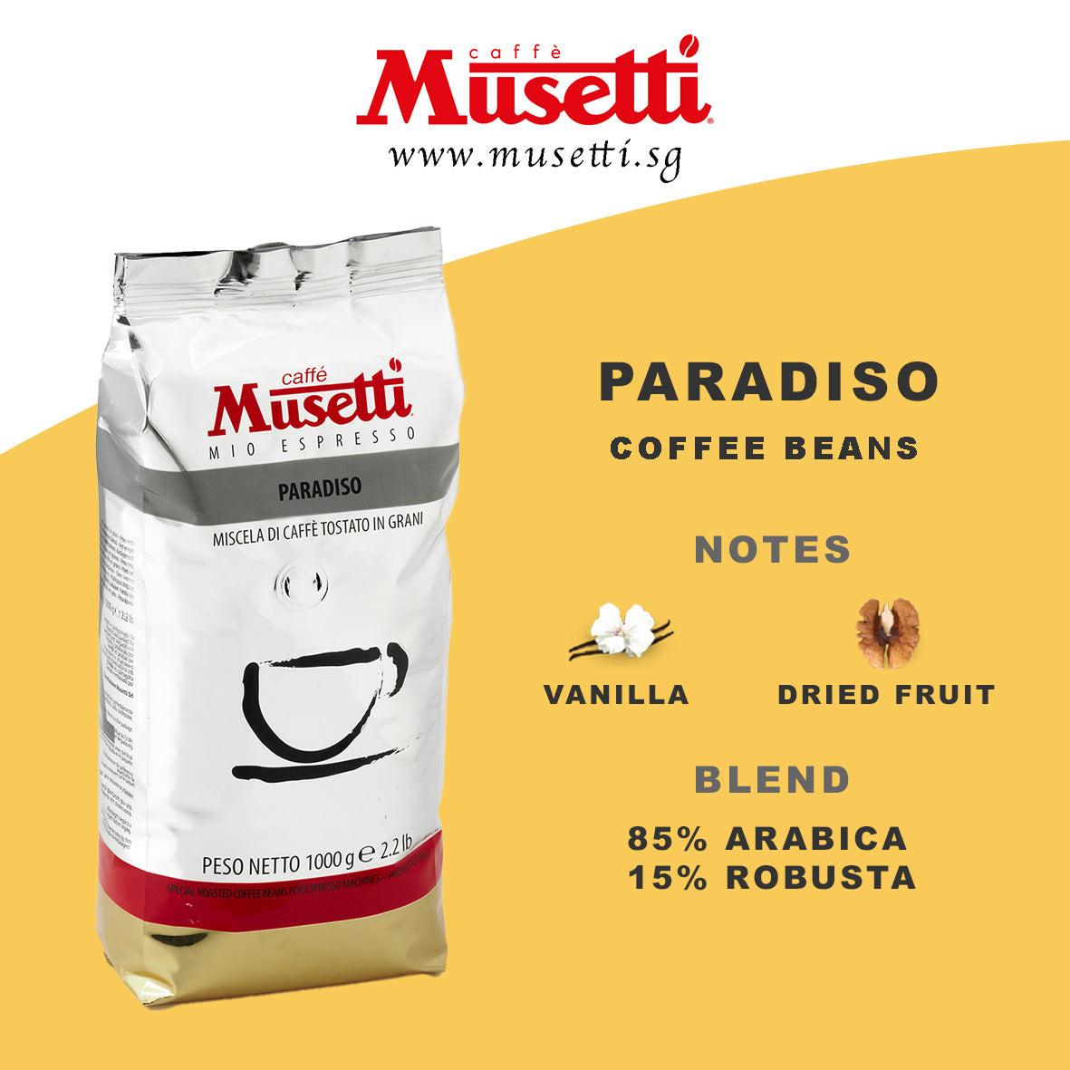 MUSETTI COFFEE BEANS PARADISO 1 KG