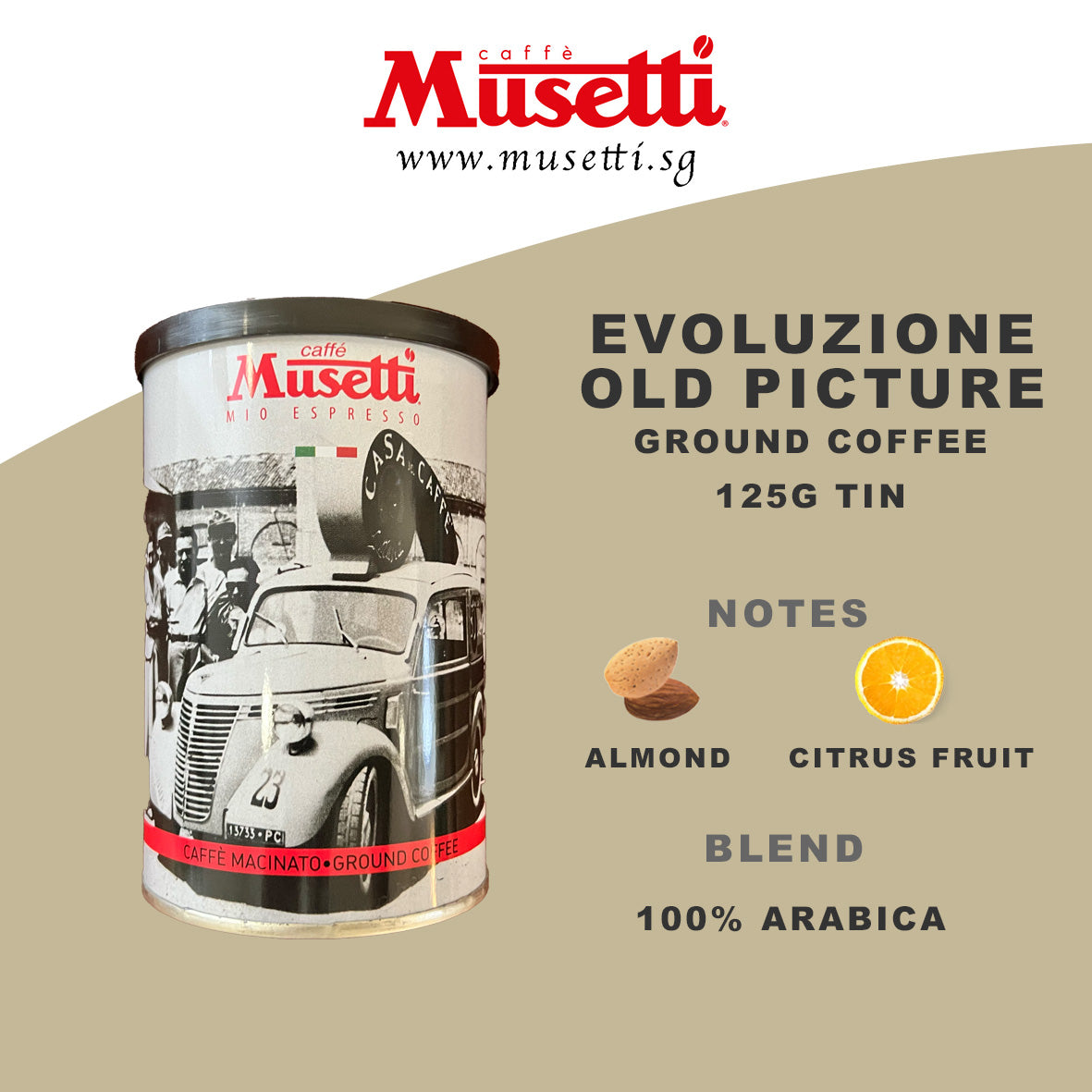 MUSETTI GROUND COFFEE EVOLUZIONE OLD PICTURE 125 G