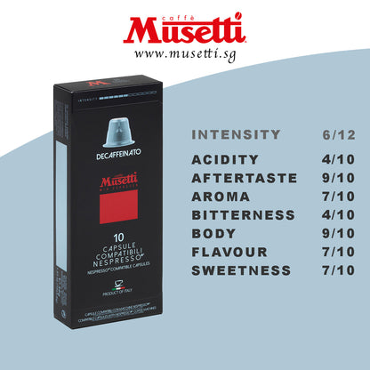 MUSETTI CAPSULES DECAFFEINATED 10